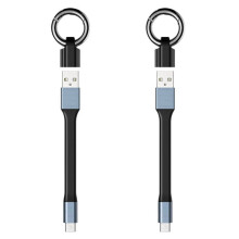 2X  3A USB Type-C Fast Charging Data Cable Portable Keychain QC 3.0 USB Type C Short Cable for Type C USB Devices,A