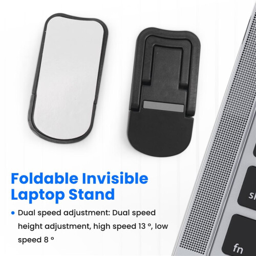 2Pcs Portable Laptop Stand Computer Riser Lift Self-Adhesive Foldable Invisible Notebook Adjustable Height Stand Black 2