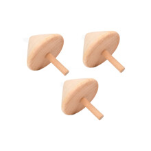 Wooden Spinning Tops Set of 3 Natural Wood Toys for Kids and DIY Craft Projects