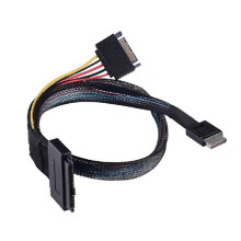 Oculink SFF-8611 4I to PCIe SFF-8639 U.2 NVMe with 15P Male Power Server Cable Computer Accessories