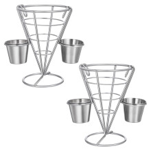 French Fries Serving Basket 2Pack Stainless Steel Snack Holder with Wire Rack for Home Kitchen Restaurant