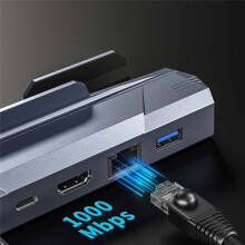 6 in 1 USB C Hub USB C Docking Station to -Compatible 4K60hz RJ45 PD100W Dock USB 3.0 HUB Aluminum Alloy Extended
