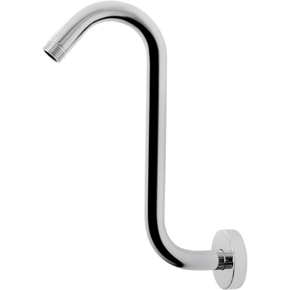 S Shaped Shower Head Extension Arm 8 Inch Stainless Steel With Flange For Raised Height Comfort 9771547128786