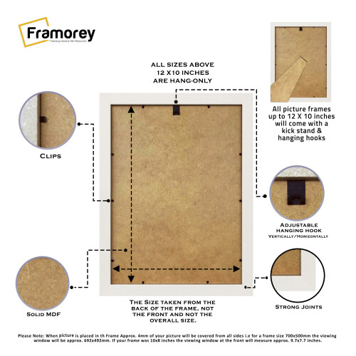 (A3 Pic (A2 Frame)) White Picture Frame Photo Frames With White Mount Wall Art Hanging Frame Home Decor Frame 2