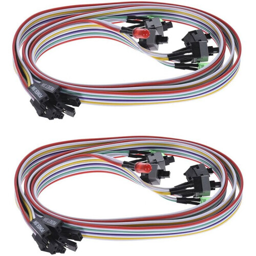 6Pcs Computer Case ATX Power  Off Reset  Cable with 2 LED Light Light Red Green ATX Case Front Bezel Wire,65cm 1