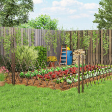 Outsunny Aluminium Alloy Movable Fence, Pet Safety Fence, Dark Brown
