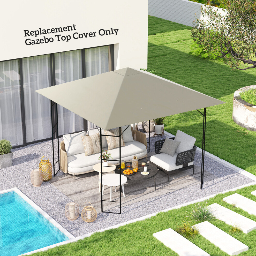 Outsunny 3X3 M Gazebo Canopy Replacement Cover With Drain Holes, Light/Grey