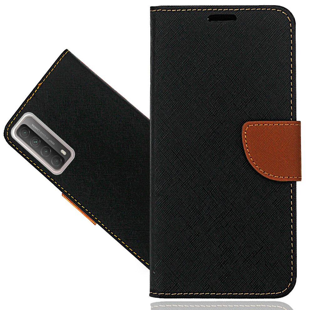 Leather Wallet Flip Case With Magnetic Lock And Kickstand For Huawei P Smart 2021 Y7a Honor 10X Lite Black 9073542373889