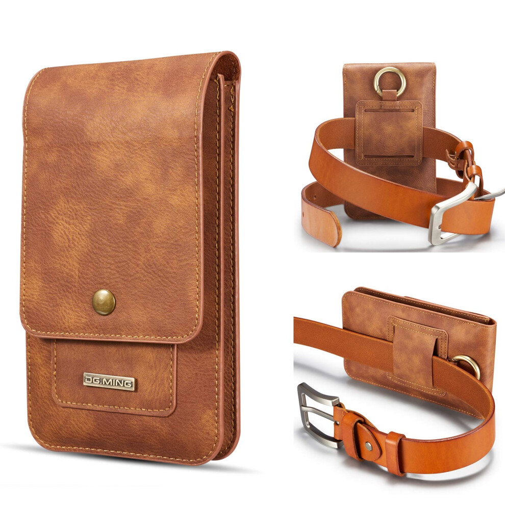 Leather Cell Phone Holster Real Cowhide Waist Belt Clip Case For Samsung Galaxy S21 Ultra Brown 9073542373919