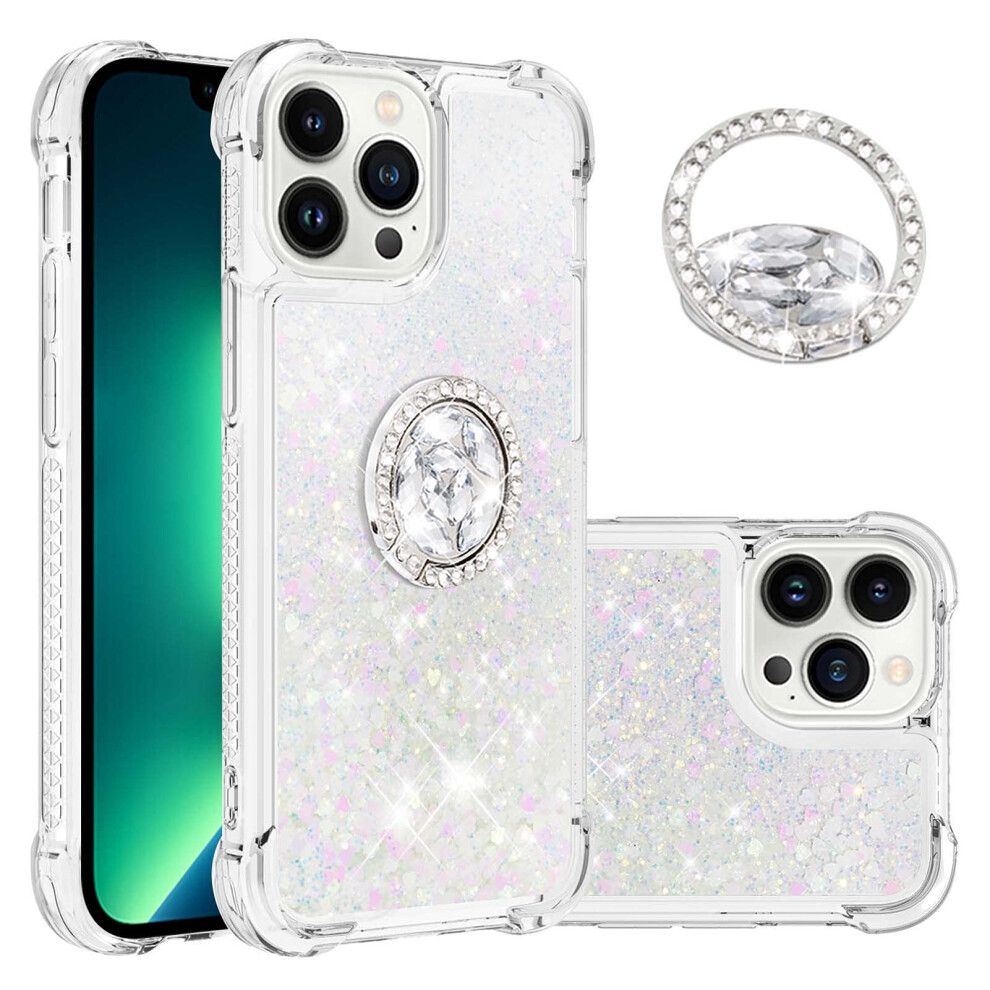 Glitter Case With Stand, Clear Quicksand Liquid Shockproof Tpu Women's Cover For Iphone 15 Pro 9073542373940