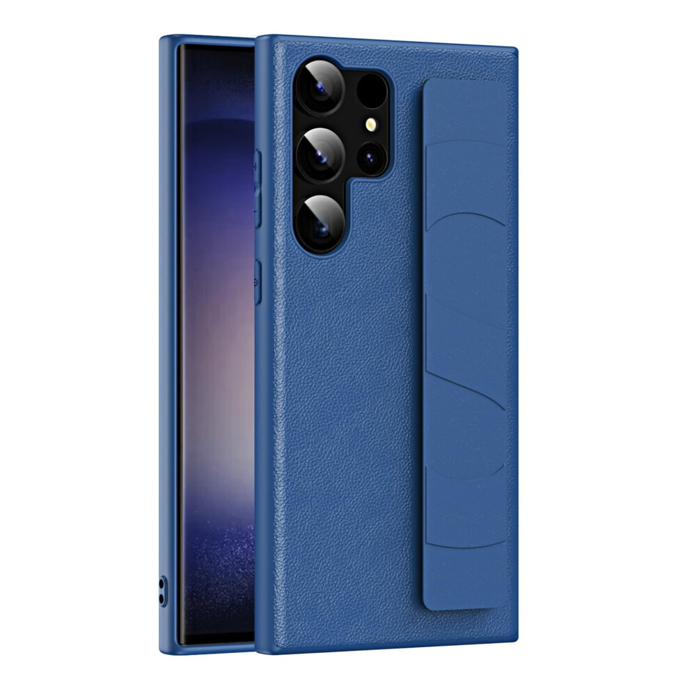 Leather Case With Wrist Strap, Shockproof Antifingerprint Dustproof Cover, For Samsung Galaxy S25 Plus Blue 9169991092317