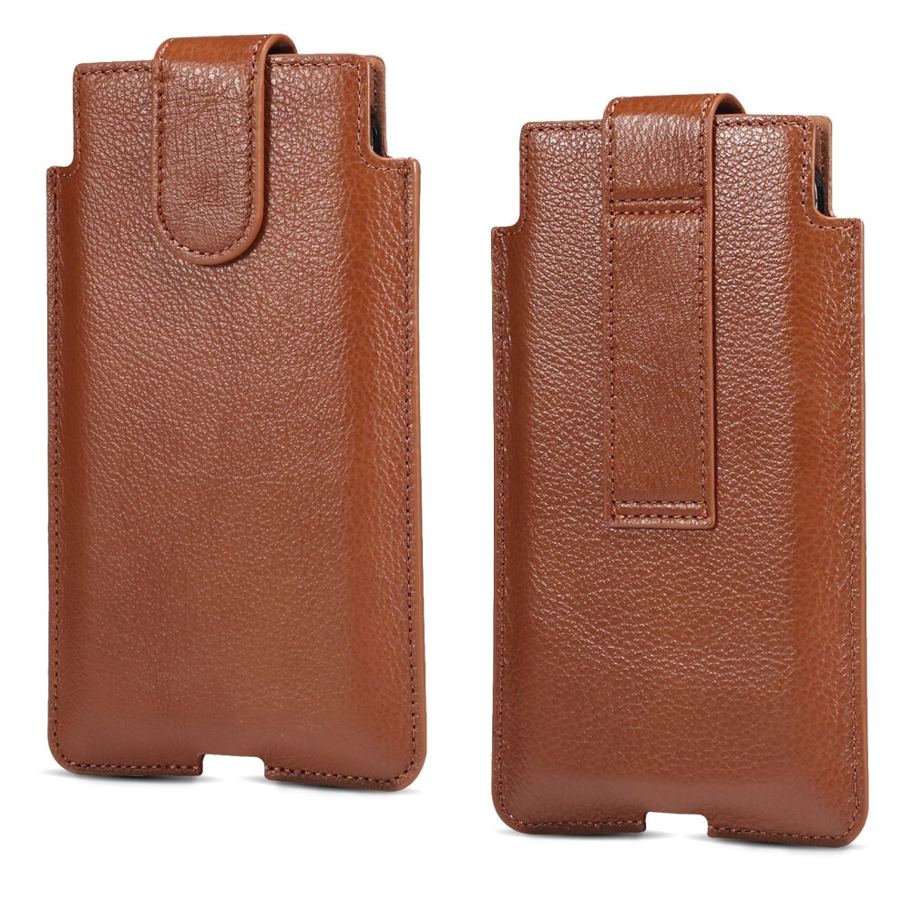 Leather Phone Holster With Secure Belt Loop, Pouch For Galaxy S24 Plus Pixel 8A Brown 9073542374183