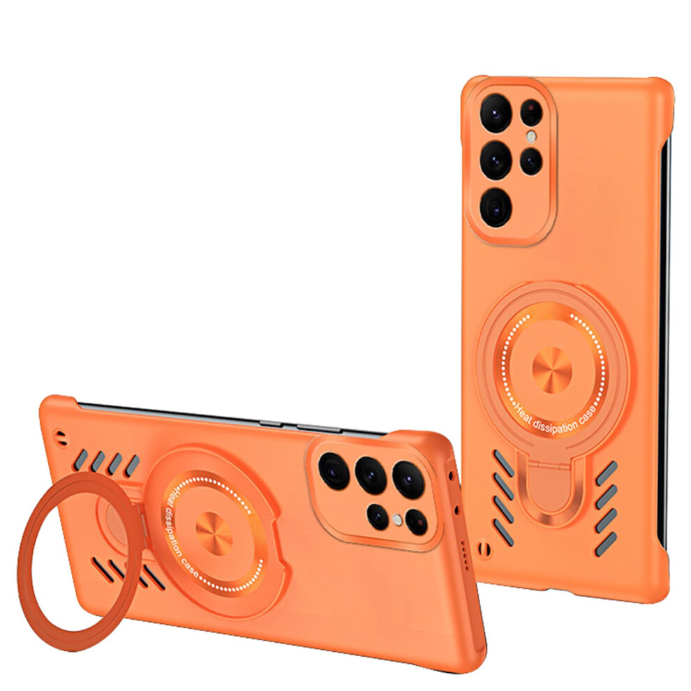 Magnetic Case With Ring Stand, Shockproof Slim Heat Dissipation Cover, For Samsung Galaxy S25 Plus Orange 9169991092546