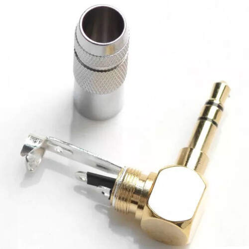 3.5mm L Shape Jack Gold Plated 90 Degree Angle Audio Connector Audio Plug Silver 1