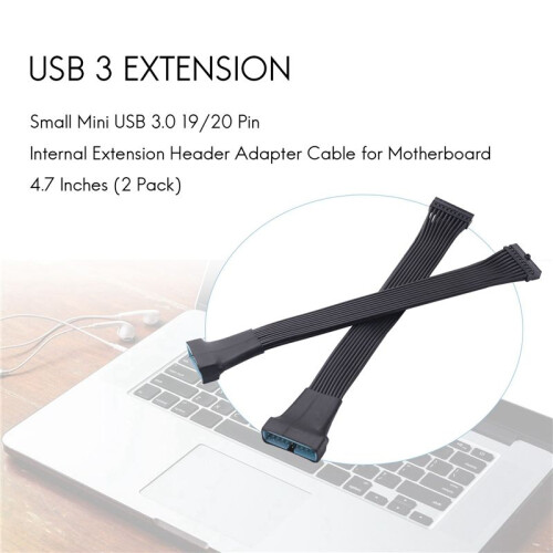 Small  USB 3.0 19/20 Pin Internal Extension Header Adapter Cable for Motherboard 4.7 Inches (2 Pack) 1