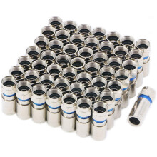 Kompression RG6 F-Kontakt Koaxial Koaxialadapterkontakt för Satellit- och Kabel-TV (50-Pack)