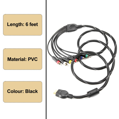 Suitable for PS2/PS3 Component Cable 1.8M Suitable for PS 2/3 High Resolution Game Cable Accessories 1