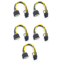 5PCS 15Pin Male to 8Pin(6+2) PCI-E Power Supply Cable 20cm Cable 15-Pin to 8 Pin 18AWG Wire for Graphic Card