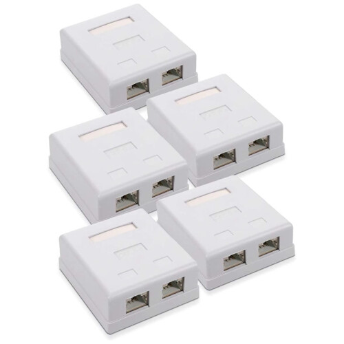RJ45 Network Socket - Shielded Surface Mounted Double Wall Socket with CAT6A Ethernet LAN Cable Port for Network Cable 1