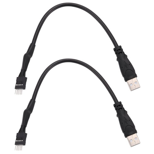 2Pcs 20cm 9 Pin Male to External USB a Male PC Mainboard Internal Data Extension Cable