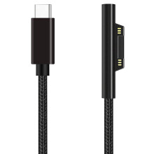NylonfläTad Yta Anslut Till USB-C-Laddningskabel PD 15V för Surface Pro 7/6/5/4/3, Laptop 3/2/1, Surface Go