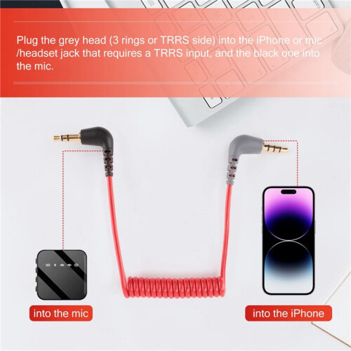 Replacement 3.5mm TRS to 3.5mm TRRS Adapter Cable for   Sc7 By VIDEOMIC GO  Video Micro-type Mics 2