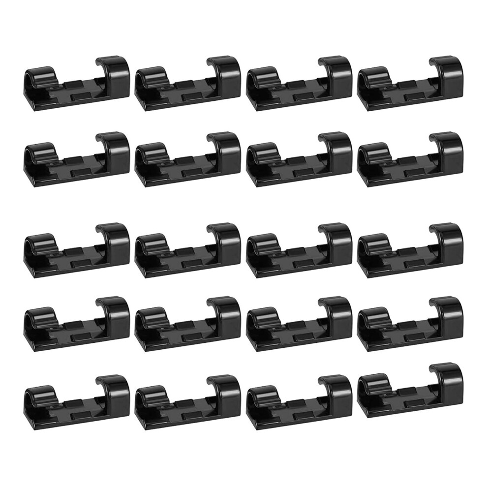 100Pcs Cable Clips Cable Tidy Wire Holder With Strong Self Adhesive Pads Plastic Cord Management Organiser Black 4712629716243