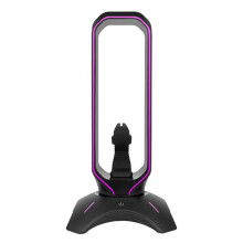 RGB Gaming Headphone Stand with Mouse Bungee Cord Holder over-Ear Headset Holder Headphone Shelf for Desk Display Black