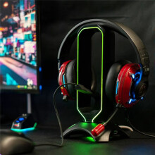 RGB Gaming Headphone Stand with Mouse Bungee Cord Holder over-Ear Headset Holder Headphone Shelf for Desk Display White
