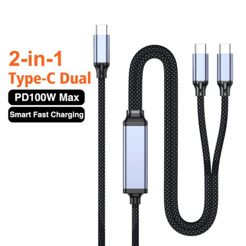 2 in 1 PD 100W USB Type C Cable USB C Fast Charging Charger Cable for  17   Power Splitter 1