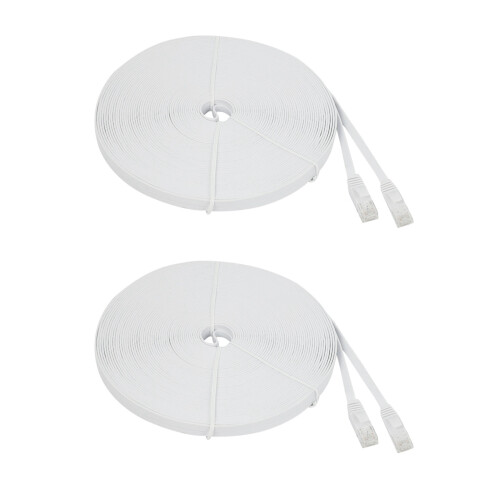 2X Cat 6 Ethernet Cable 100 Ft (30 Meters) Flat Slim Long Internet Network LAN Patch Cords,Cat6 High Speed Computer Wire