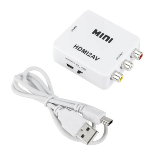 1080P -Compatível com AV Video Composite Converter Box -Compatível com AV CVSB L/R Video Scaler Adaptador Branco