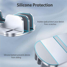 Vertical Laptop Stand Holder for Desk, Aluminium Dual Slots Laptop Stand with Adjustable Dock for Laptop Tablet