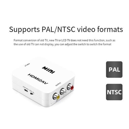 1080P -Compatível com AV Video Composite Converter Box -Compatível com AV CVSB L/R Video Scaler Adaptador Branco 2