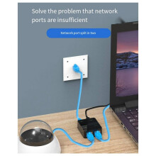 RJ45 Ethernet-Kabelsplitter, Één Tot Twee Apparaten, Hebben Tegelijkertijd Toegang Tot Internet, met Oplaadkabelverlenger