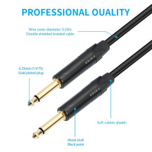 6.35mm 1/4 Guitar Cable Male to Male TS/TRS Balanced Stereo Audio Cable for Electric Guitar Bass Amp Mixer Speaker 100cm
