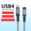 USB 4 Cable 90 Stereoscopic Elbow 40Gbps USB4 Type C Data Cable Fast Charging PD 240W, 8K Video Transfer 1.5M 4