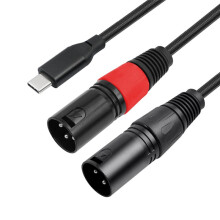 Cavo Audio Bochara Ingresso Tipo C A Doppia Uscita XLR Maschio OFC per Altoparlanti Amplificatore Mixer 200 cm