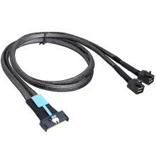 MCIO 8i para 2 X SFF 8643 Cabo PCIE Gen5 MCIO 8X para  SAS HD SFF 8643 Cabo de Alta Velocidade para Servidor Data Center 1M