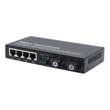 Gigabit Ethernet Fiber för SC Singlemode 20KM 2 SC Fiber 4 RJ45 Port 100/1000M Fiberoptisk Mediakonverterare EU-Kontakt
