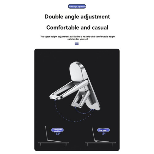 Laptop Stand Portable Cooler Elevated Stand Foldable Invisible Laptop Riser for Laptops/Tablets/Keyboard Silver