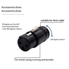 20Pcs New High-Quality Black Shell Gold Pin Professional 3 Pin Right Angle XLR Male and Female Plug Male