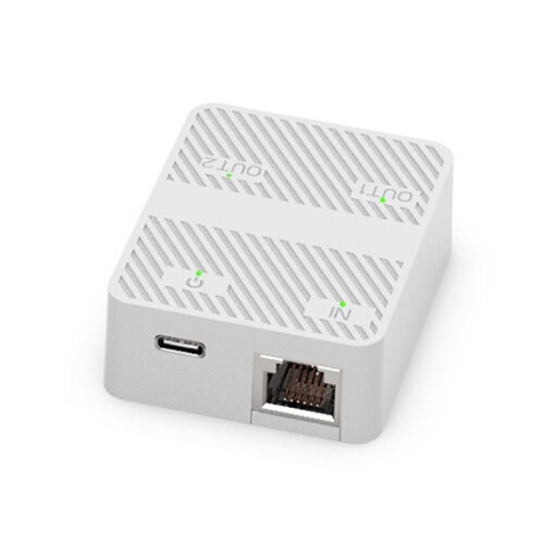 2 Port 100Mbps Network  RJ45 Network Cable Splitter Extender Selector 2 Way Adapter Connector Type C Power White
