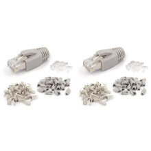 Paquete de 40 Conectores RJ45 Blindados CAT7 Cat6A Conector Modular Cat7 RJ45 con Barra de Carga Y Botas de Alivio de Tensión RJ45 Gris 8P8C