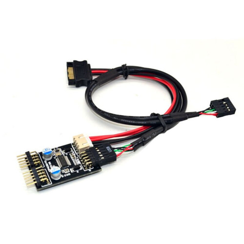 9pin USB Connector 1 to 2 USB Extension Cable USB HUB USB2.0 9Pin Header Connector Adapter with  Power Cable 1