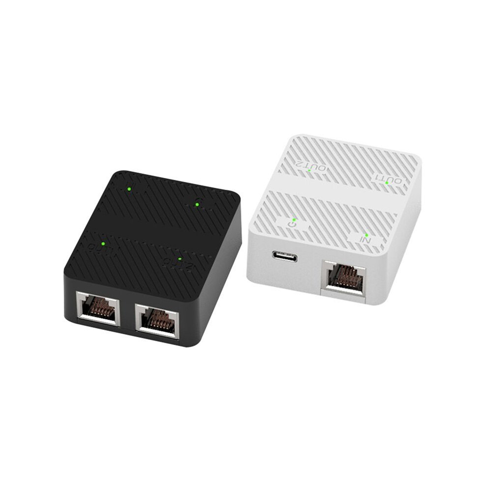 2 Port 100Mbps Network Rj45 Network Cable Splitter Extender Selector 2 Way Adapter Connector Type C Power Black 6033152366889