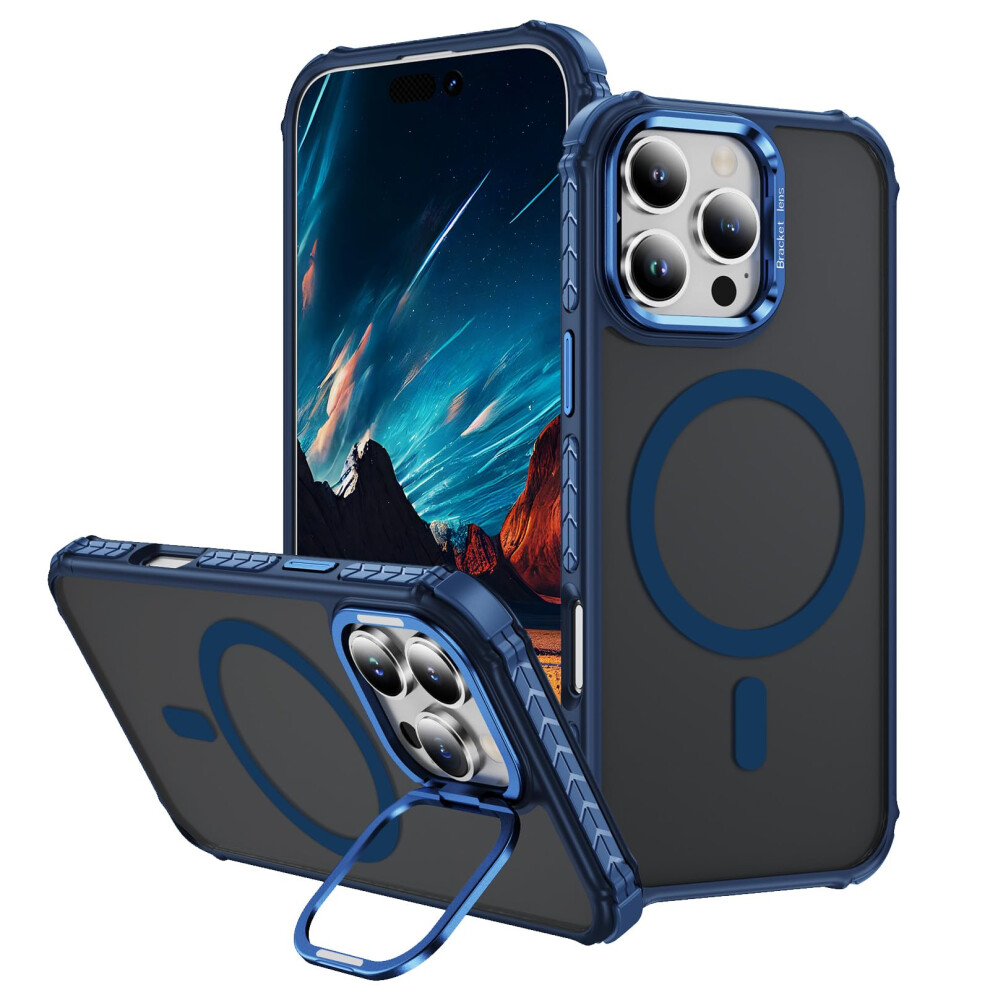 Magsafe Compatible Case With Militarygrade Protection And Stand For Iphone 16 Pro Max Blue 9073542374411