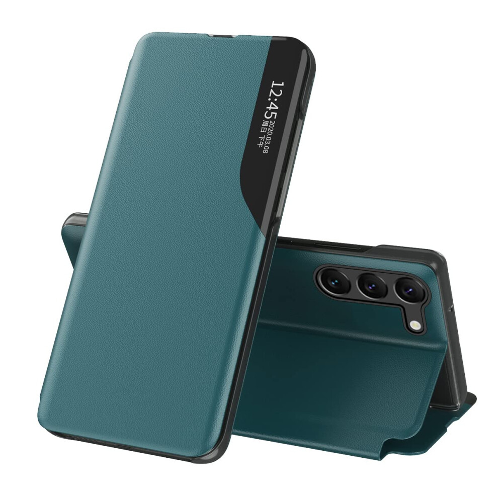 Flip Pu Leather Stand Cover Case With Clear Smart View Window Shockproof For Samsung Galaxy S25 Green 9073542374459