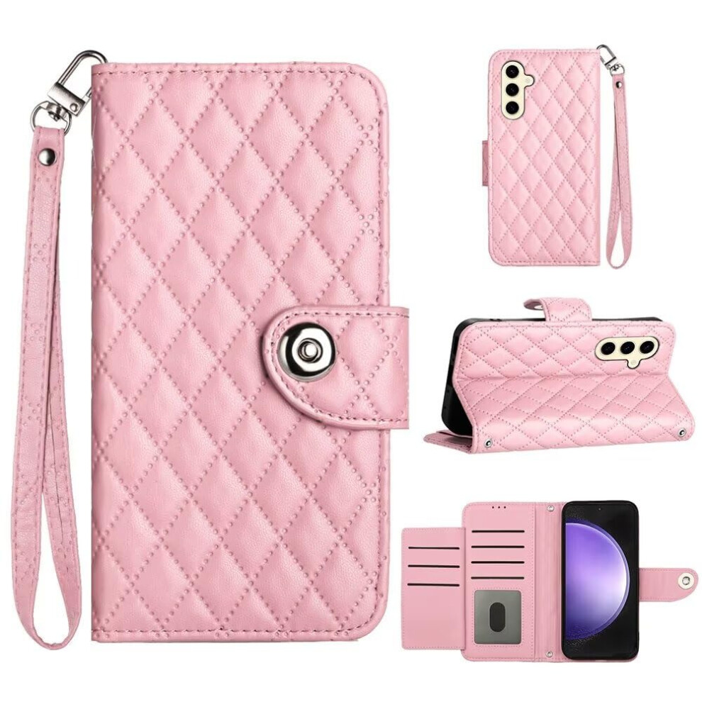Leather Wallet Case With Card Holder, 7 Slots, Shockproof Tpu, Crossbody Strap For Vivo T3 Ultra Pink 9169991093086