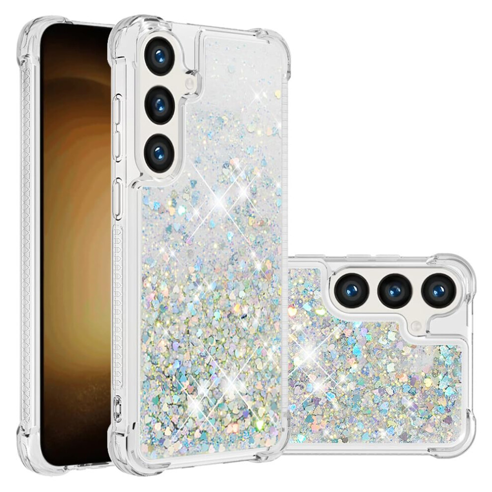 Case For Samsung Galaxy S25 Plus, Glitter Liquid Quicksand Shockproof Clear Soft Tpu Cover, Silver 9169991093123